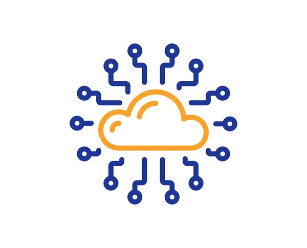 Icône Ligne Réseau Cloud Computing Signe Stockage Données Internet Symbole — Image vectorielle