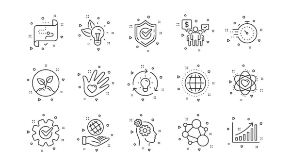 Integridad Objetivo Estrategia Valores Básicos Iconos Línea Mano Ayuda Responsabilidad — Archivo Imágenes Vectoriales