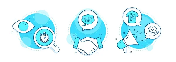 Timer Quick Tips Shirt Design Line Icons Set Handshake Deal — Stock Vector