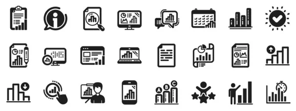 Uppsättning Diagram Presentation Rapport Öka Tillväxt Diagram Ikoner Diagramikoner Analysprovning — Stock vektor