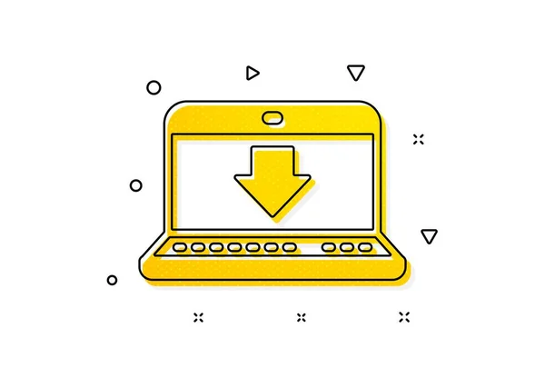 Stahování Internetu Pomocí Značky Laptop Stáhnout Ikonu Načíst Symbol Souboru — Stockový vektor