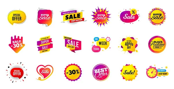 Sale Offer Banner Discounts Price Tags Coupon Promotion Templates Black — Stock Vector