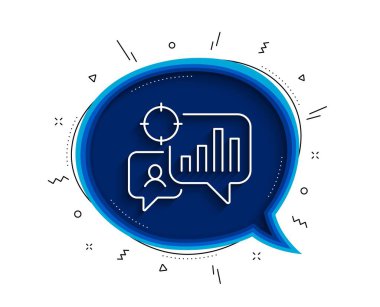 Seo istatistik çizgisi simgesi. Gölgeli sohbet balonu. Arama motoru optimizasyon işareti. Analitik grafik sembolü. İnce çizgi seo istatistik simgesi. Vektör