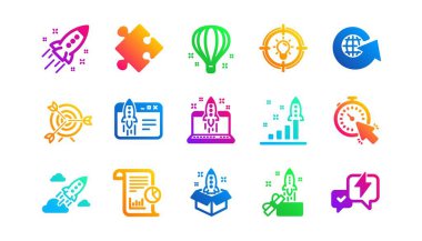 Fırlatma Projesi, İş Raporu ve Hedef. Başlangıç simgeleri. Strateji klasik simgesi seti. Gradyan desenler. Kalite işaretleri ayarlandı. Vektör