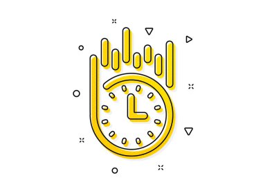 Zaman işareti. Hızlı teslimat ikonu. Sarı daireler şeklinde. Klasik hızlı teslim ikonu. Geometrik elementler. Vektör