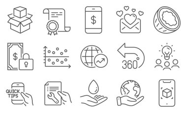 İş ikonları, özel ödeme, eğitim gibi. Diploma, fikirler, gezegeni kurtarmak. 360 derece, Artırılmış Gerçeklik, Onarım Belgesi. Akıllı telefon ödemeleri, dünya istatistikleri, paket kutuları. Vektör
