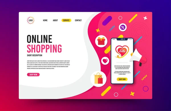 Landing Page Mit Telefon Attrappe Großer Ausverkauf Discount Banner Form — Stockvektor