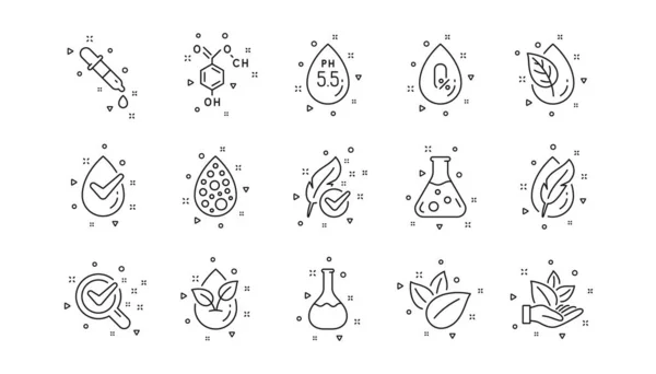 Дерматологически Проверено Иконы Химической Формулы Парабена Никаких Искусственных Цветов Органические — стоковый вектор