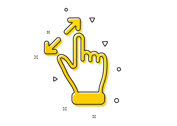 Přiblížit Nápis Ikona Dotykového Displeje Symbol Akční Šipky Žluté Kruhy — Stockový vektor