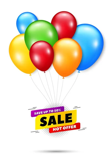 Sale Badge Bunch Balloons Badge Discount Banner Shape Hot Offer — Stock Vector
