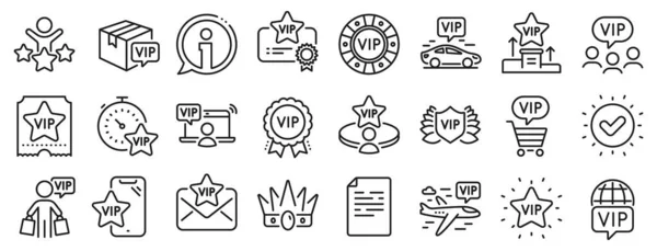 Casino Chips Very Important Person Delivery Parcel Vip Line Icons — Stock Vector