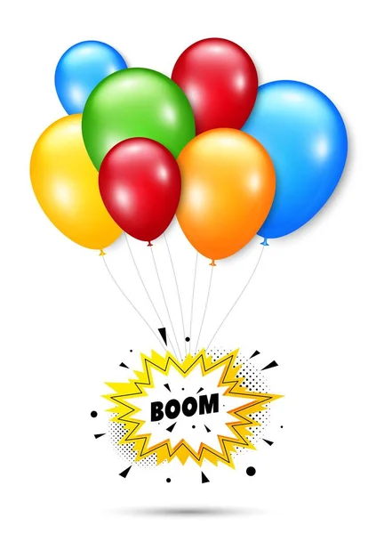 Boom Sale Badge Bunch Balloons Badge Discount Banner Shape Coupon — Stock Vector