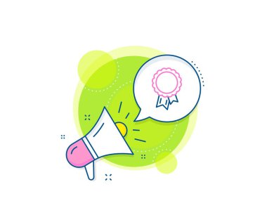 Madalya kazanan işareti. Megafon tanıtım kompleksi ikonu. Başarı çizgisi simgesi. Ödül sembolü. Zafer ya da Onur. İş pazarlama afişi. Başarı işareti. Vektör