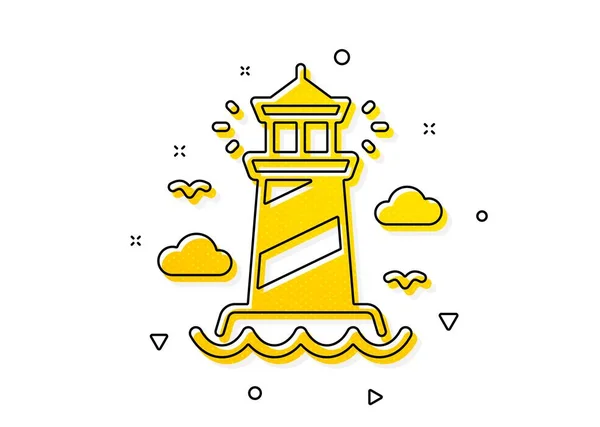ビーコンタワーサイン 灯台のアイコン サーチライトビルのシンボル 黄色い丸模様 灯台のアイコンだ 幾何学的要素 ベクトル — ストックベクタ