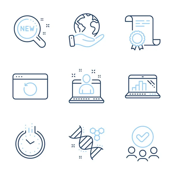 Chemie Dna Time Und Best Manager Line Icons Gesetzt Diplom — Stockvektor