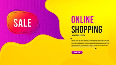 Satış balonu. İndirimli pankart şablonu. İndirimli afiş şekli. Kupon sohbet ikonu. Özel teklifli yaratıcı konuşma balonu. Online alışveriş konsepti, tırnak içinde ve düğmeli. Satış balonu tanıtımı. Vektör