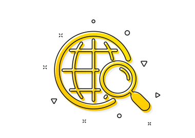 İnternet sonuç tabelasını bul. Web arama simgesi. Sarı daireler şeklinde. Klasik web arama ikonu. Geometrik elementler. Vektör