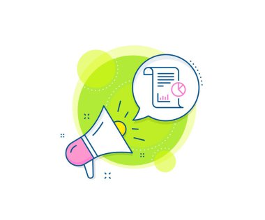 İşletme yönetim tabelası. Megafon tanıtım kompleksi ikonu. Rapor satırı simgesi. Şirket istatistik sembolü. İş pazarlama afişi. Rapor işareti. Vektör