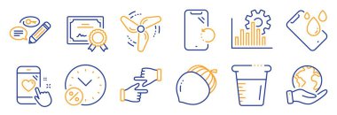 İş simgeleri, anahtar kelimeler, akıllı telefon kurtarma gibi. Sertifika, gezegeni kurtar. Meşe palamudu, yemek kabı, kredi yüzdesi. Akıllı telefon su geçirmez, rüzgar enerjisi, kalp atışı. Vektör