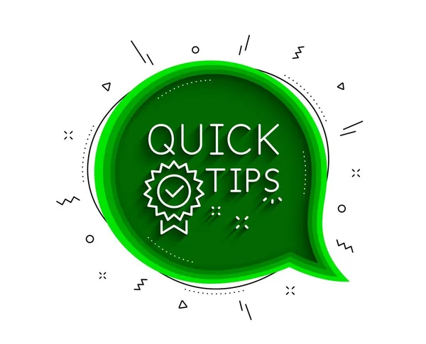 Quick Tips Line Icon Chat Bubble Shadow Helpful Tricks Sign — Stock Vector