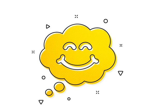 Gelukkig Emoticon Teken Glimlach Icoon Comisch Spraakbellensymbool Gele Cirkels Patroon — Stockvector