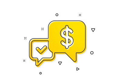 Dolar döviz tabelası. Ödeme simgesi al. Finans sembolü. Sarı daireler şeklinde. Klasik ödeme ikonu alındı. Geometrik elementler. Vektör