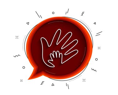 El çizgisi simgesi. Gölgeli sohbet balonu. Sosyal sorumluluk işareti. Dürüstlük, işbirliği sembolü. İnce bir sosyal sorumluluk ikonu. Vektör