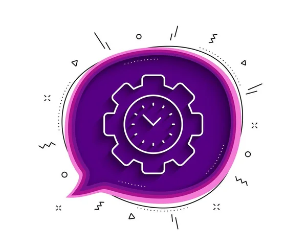 Time Management Line Icon Chat Bubble Shadow Clock Sign Gear — Stock Vector