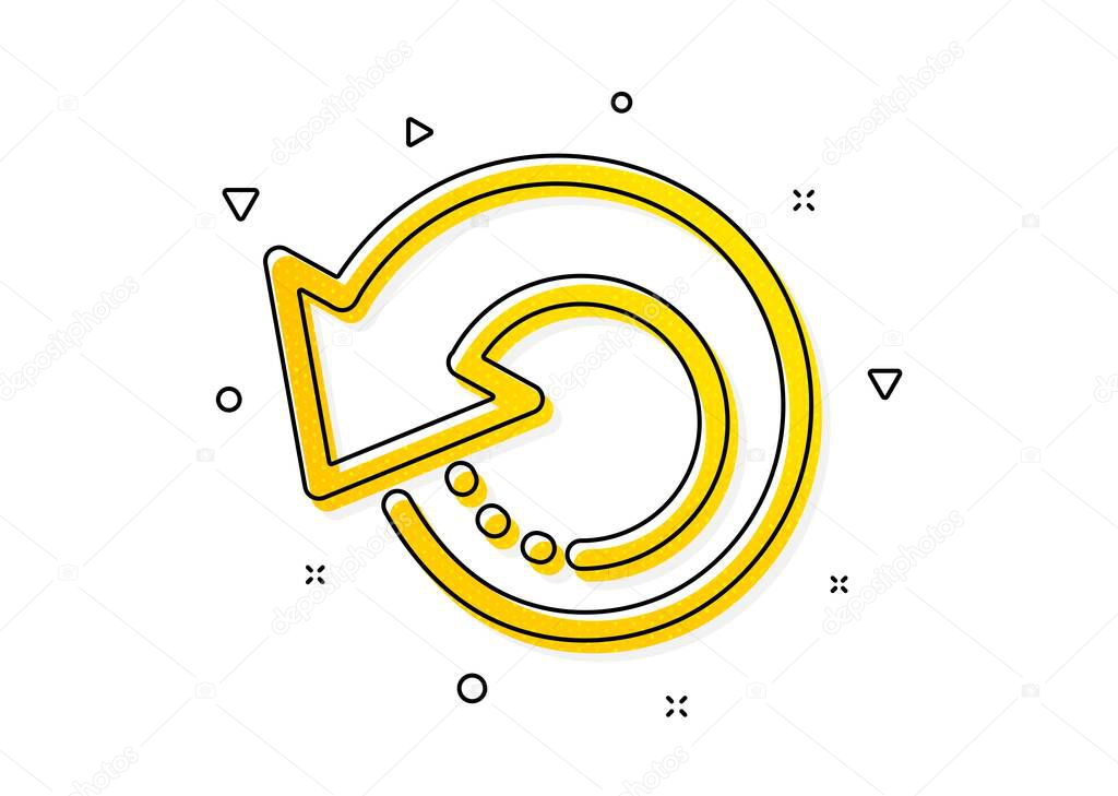 Backup data sign. Recovery info icon. Restore information symbol. Yellow circles pattern. Classic recovery data icon. Geometric elements. Vector