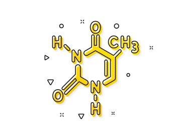 Kimya laboratuarı işareti. Kimyasal formül ikonu. Analiz sembolü. Sarı daireler şeklinde. Klasik kimyasal formül ikonu. Geometrik elementler. Vektör