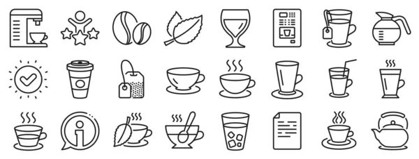 Σετ Από Cappuccino Juice Παγάκια Και Latte Coffee Cup Icons — Διανυσματικό Αρχείο