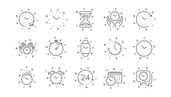 Zamanlayıcı Alarm Akıllı Zaman Saat Çizgisi Simgeleri Zaman Yönetimi Saat — Stok Vektör