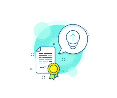 Kaydırma ok işareti. Sertifika kompleksi simgesi. Satır simgesini göster. İniş sayfası kaydırma sembolü. Sertifika veya diploma belgesi. Tabelayı kaldır. Vektör