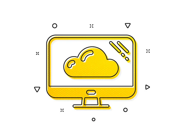 Σύννεφο Σήμα Υπηρεσία Αποθήκευσης Εικονίδιο Υπολογιστή Σύμβολο Οθόνης Κίτρινοι Κύκλοι — Διανυσματικό Αρχείο