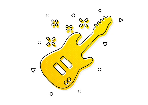 Музичний Знак Піктограма Електрогітари Символ Музичного Інструменту Візерунок Жовтих Кіл — стоковий вектор