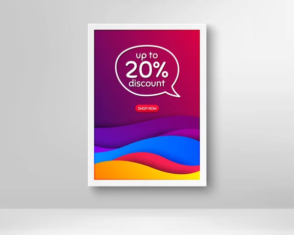 Até Desconto Moldura Com Cartaz Ondas Abstratas Oferta Venda Preço — Vetor de Stock