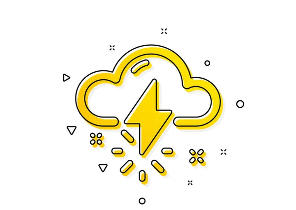 Thunderbolt Met Wolkenbord Onweer Weer Icoon Slechte Dag Symbool Gele — Stockvector