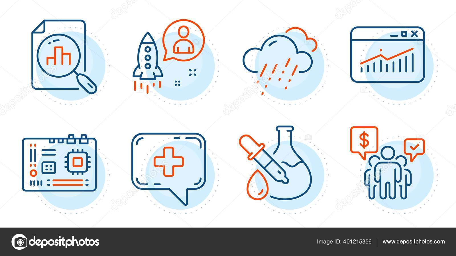 스타트업 사이트 그래프 그리고 레이니 아이콘 팀워크 차트보고 Vector 스톡 벡터 - ©Blankstock 401215356