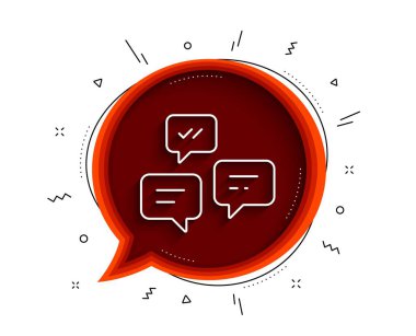 Sohbet Mesajları satırı simgesi. Gölgeli sohbet balonu. Konuşma ya da SMS işareti. İletişim sembolü. İnce satır sohbet ileti simgesi. Vektör