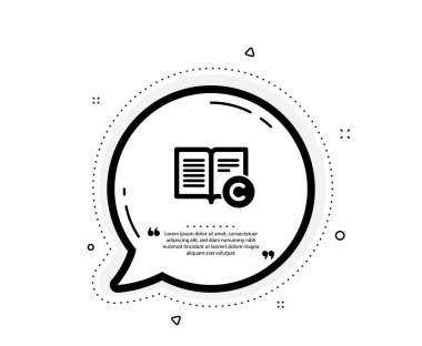 Telif hakkı simgesi. Konuşma baloncuğu. Kopya yazma ya da imza. Geri bildirim sembolü. Tırnak işaretleri. Klasik telif hakkı ikonu. Vektör