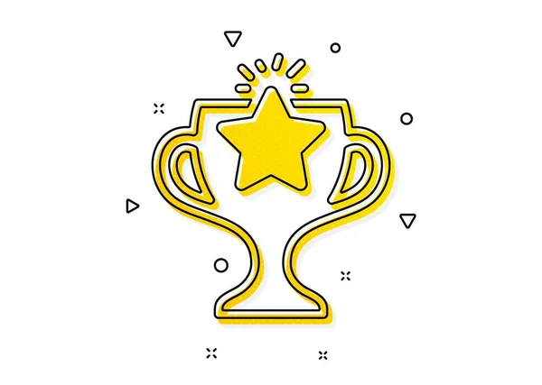 有星号的运动奖杯 优胜杯图标 胜利的标志或锦标赛的标志 黄色圆圈图案 经典的胜利图标 几何元素 — 图库矢量图片