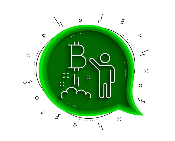 Icône Ligne Bitcoin Bulle Chat Avec Ombre Crypto Monnaie Signe — Image vectorielle