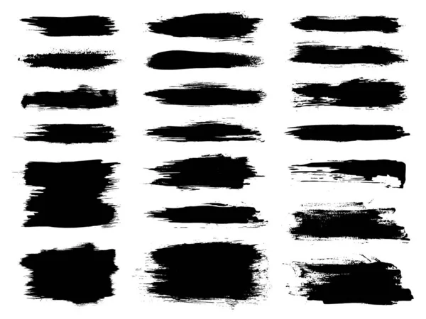 Vector Black Brush Stroke Set Grunge Paintbrush Banner Box Frame — Stock Vector