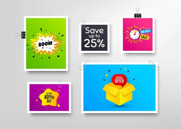 Special Offer Discount One Hour Sale Frames Promotional Banners Discount — Stock Vector