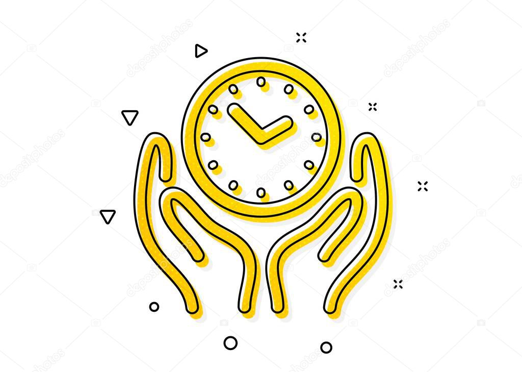 Clock sign. Safe time icon. Hold watch symbol. Yellow circles pattern. Classic safe time icon. Geometric elements. Vector
