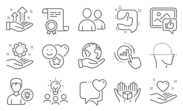 Set People Icons Hold Heart Diploma Ideas Planet Hold Box — Stock Vector