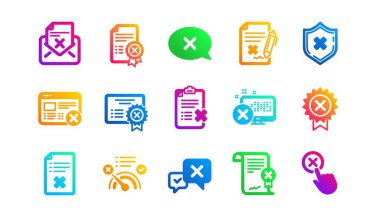 Reddet, İptal Et ve Sevme. Simgeleri reddet. Klasik simge setini onaylamayın. Gradyan desenler. Kalite işaretleri ayarlandı. Vektör