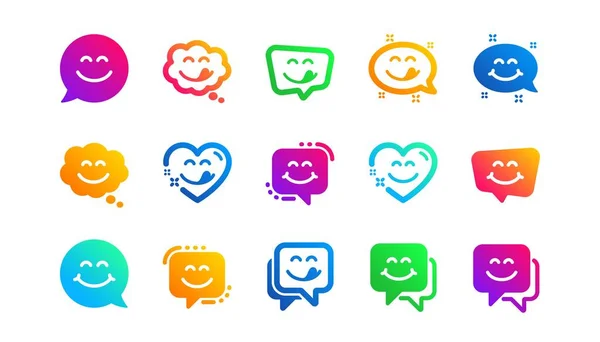 Emoticon Sprechblase Social Media Botschaft Lächeln Mit Der Zunge Leckere — Stockvektor