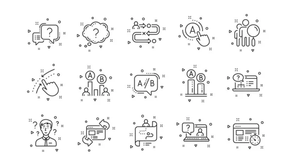 Testen Journey Path Map Vraagteken Lijn Pictogrammen Quiz Test Lineaire — Stockvector