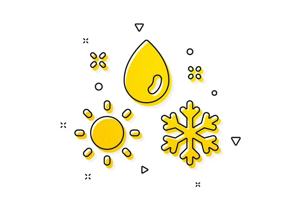 Znak Płatka Śniegu Ikona Pogody Symbol Słońca Deszczu Żółte Kółka — Wektor stockowy